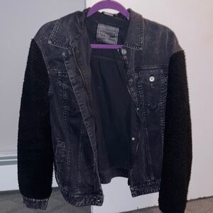 Levi’s fuzzy bomber denim jacket